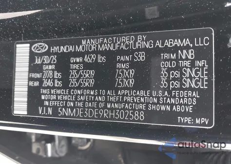 2024 Hyundai Tucson Limited from USA, damaged, VIN 5NMJE3DE9RH302588